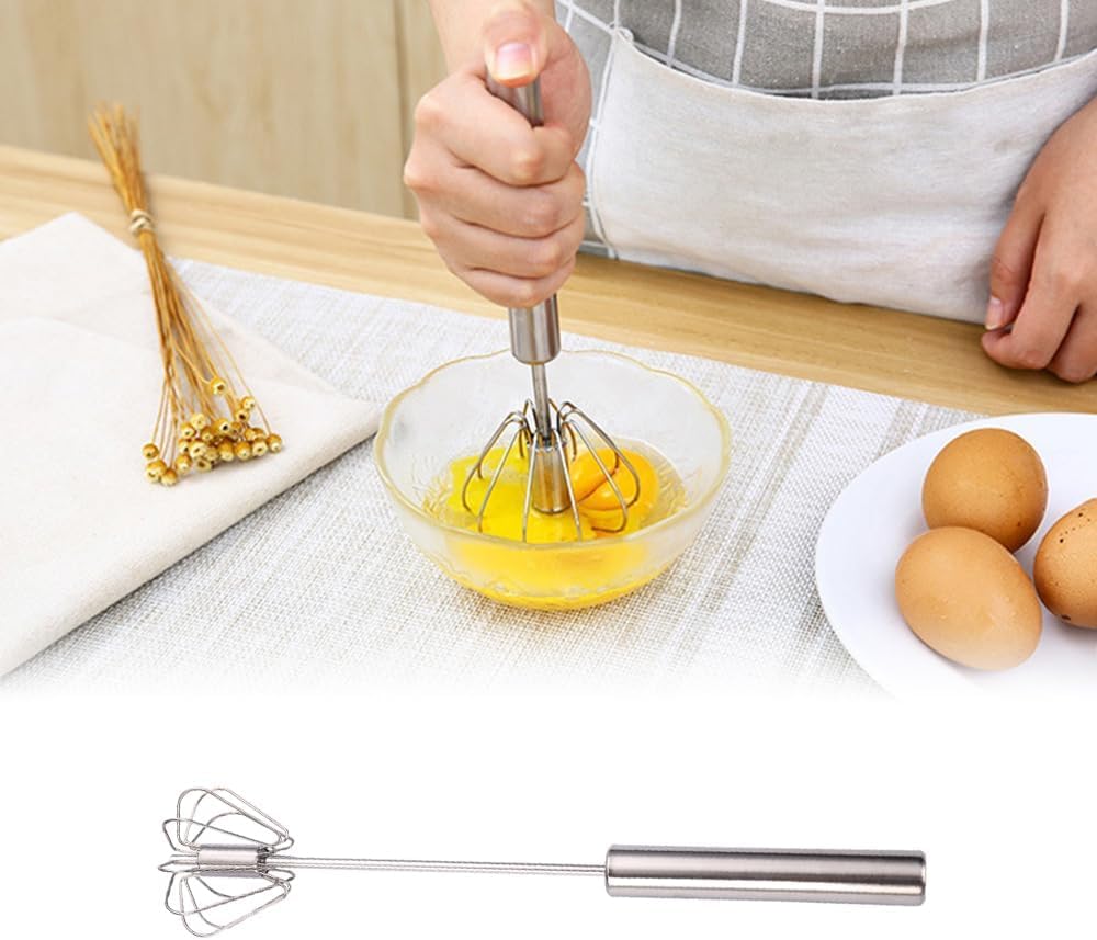 Frusta per uova in acciaio inox, 2025, frullatore a mano, frullatore per uova, miscelatore a spinta per frullare, sbattere e mescolare, gadget da cucina (frusta, 25,5 + 30,5 + 35,6 cm)