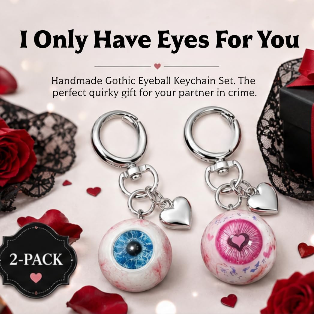 Goth Keychain Horror Eyeball Bag Charms Halloween Accessories Gothic Heart keychain Key Ring Funny Decor image 2