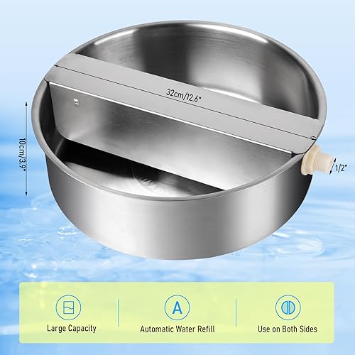Miniatura 9 de Dispensador automático de agua para perros, razas grandes, acero inoxidable, llenado automático, bebedero para perros con válvula de flotador, canal