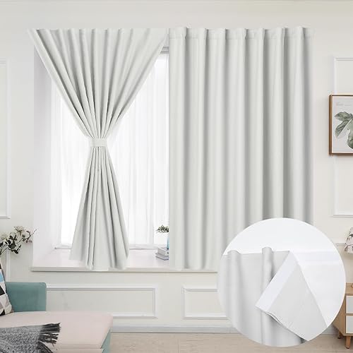 Muamar Cortinas opacas sin taladro, paneles de cortina para ventana fáciles de instalar, juegos de 2 paneles de cortinas portátiles para dormitorio