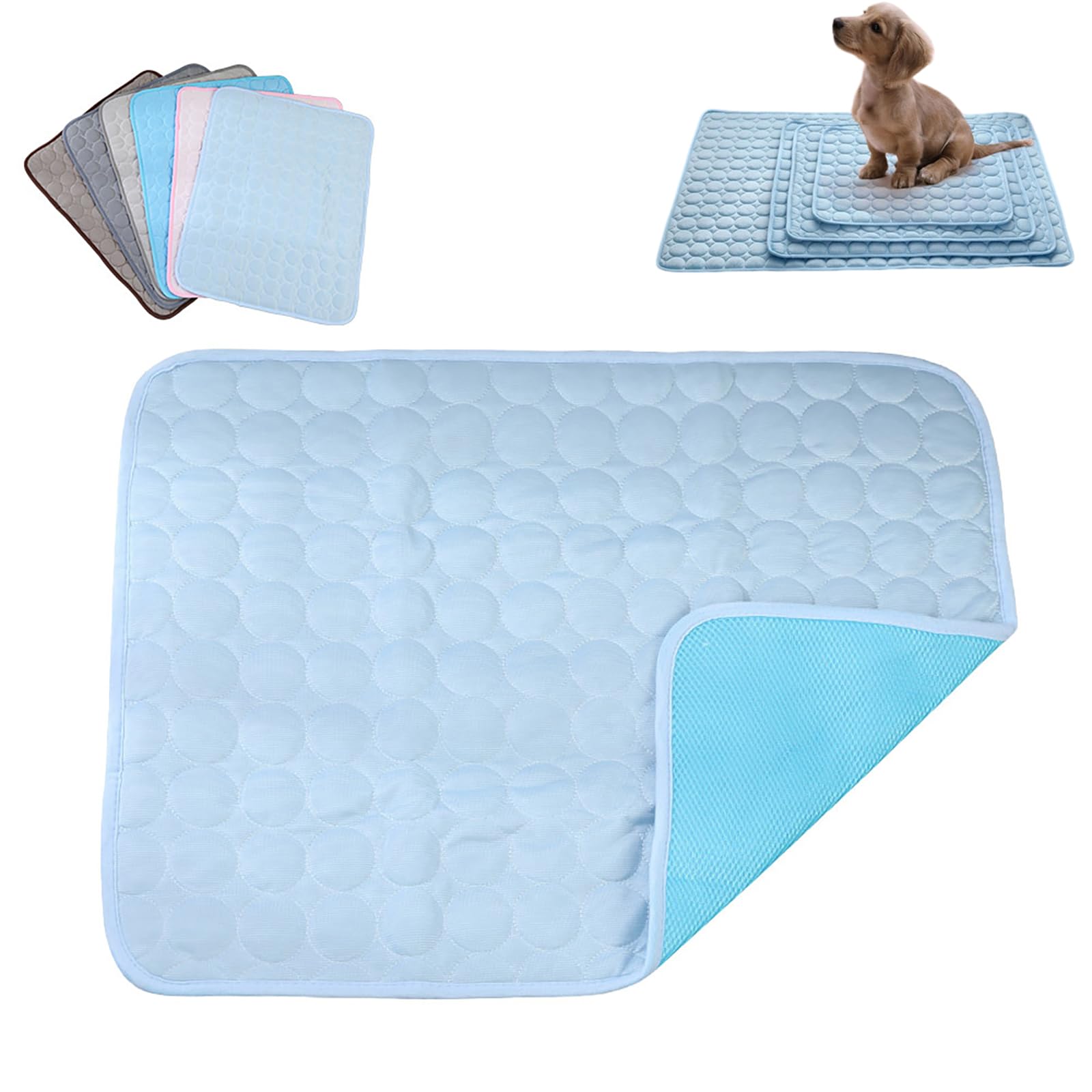 Dog Hub Cooling Mat,cooling Mat for Dogs,ice Silk Cooling Mat for Dogs,Self-Cooling Pet Mat, Washable Portable Coolings Pad for Dogs Cats, Extra Large Self-Cooling Pad for Pets (light blue,100*70cm) โ image 1