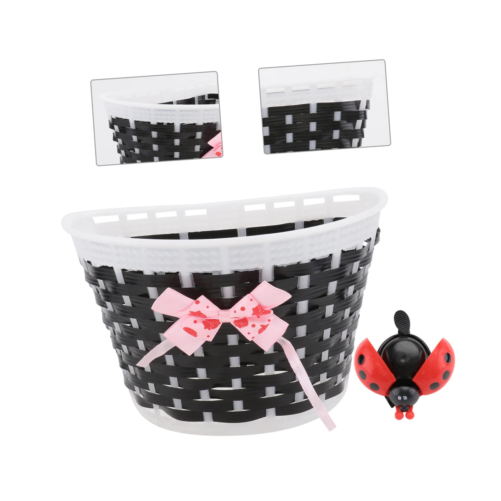 GALPADA Handmade Knitted Bike Basket for Plastic Basket with Car Bell Cute Bow for Scooters and Bicycles