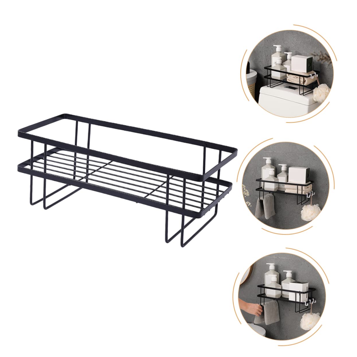 Mensola da Doccia Nera Perforazione Organizer per Facile da Installare Materiale Resistente per Asciugamani e Accessori per Ordinati