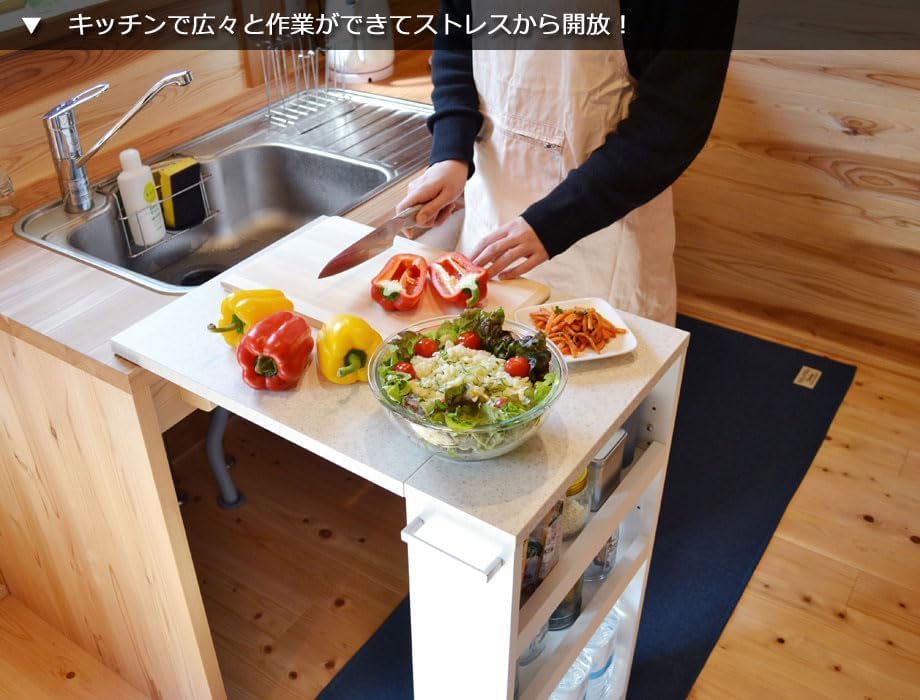 Amazon.co.jp: キッチン 作業台 高さ80/85cm コンパクトに折りたたみ