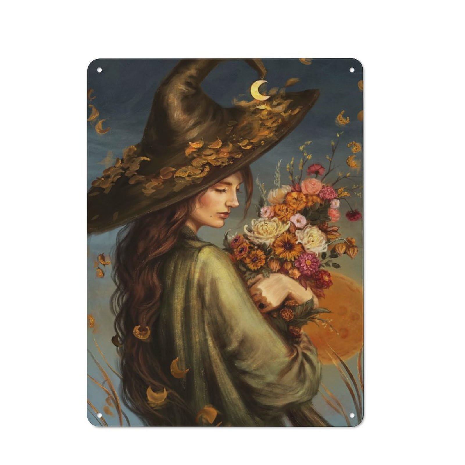 Junmoney Witch Of The Last Blooms Office Metal Sign With Design 40X30cm, Classic Studio Wall Plaque For Home Office, Reading Corner Or Bedroom
