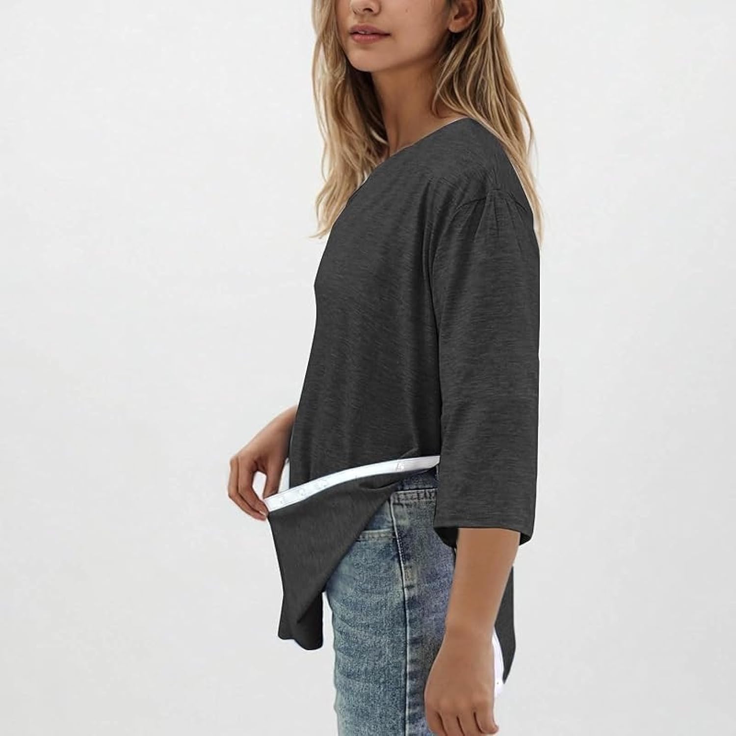 Urlightfre Shoulder Surgery Shirts for Women Post Rotator Cuff Tear Away Snap Front 3/4 Sleeve Chemo Port Adaptive Clothing - Image 5