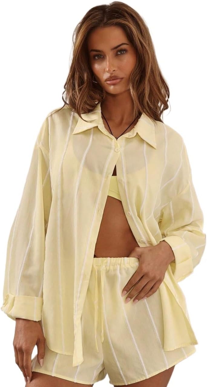 swimsuit coverup for women Long Sleeve Shirt Boho Cute Sexy Beach Swimwear Cover Up