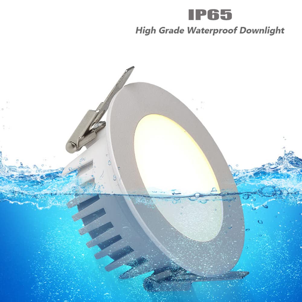 Paquete de 4 Luces empotradas de Techo con Panel empotrable LED, Resistente al Agua IP65, Luces empotradas Redondas para baño, Dormitorio, iluminación de Cocina, embellecedor antideslumbrante