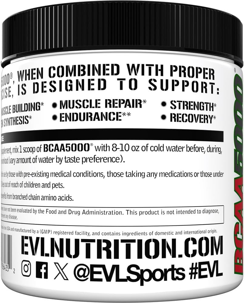 Evlution EVL BCAAs Amino Acids Powder - BCAA Powder Post Workout Recovery Drink and Stim Free Pre Workout Energy - 5g Branched Chain Amino Acids Supplement for Men - Cherry Limeade