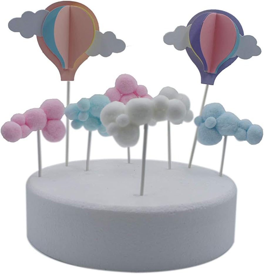 6 PCs Cloud-Shaped Cake Toppers, Cotton Cake Toppers for Kids Birthday, Baby Shower, Party Decorations Supplies