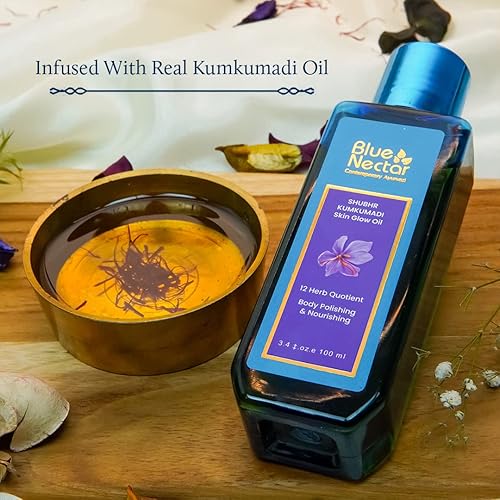 Miniatura 4 de Blue Nectar Paquete ayurvédico para el cuidado de la piel, aceite de Kumkumadi para brillo radiante y aceite de masaje sensual de jazmín para