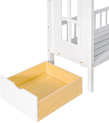 Miniatura 162 de Quarte Cama alta multifuncional, cama alta tamaño matrimonial con escritorio integrado y estantes de almacenamiento, dos cajones y escalera de