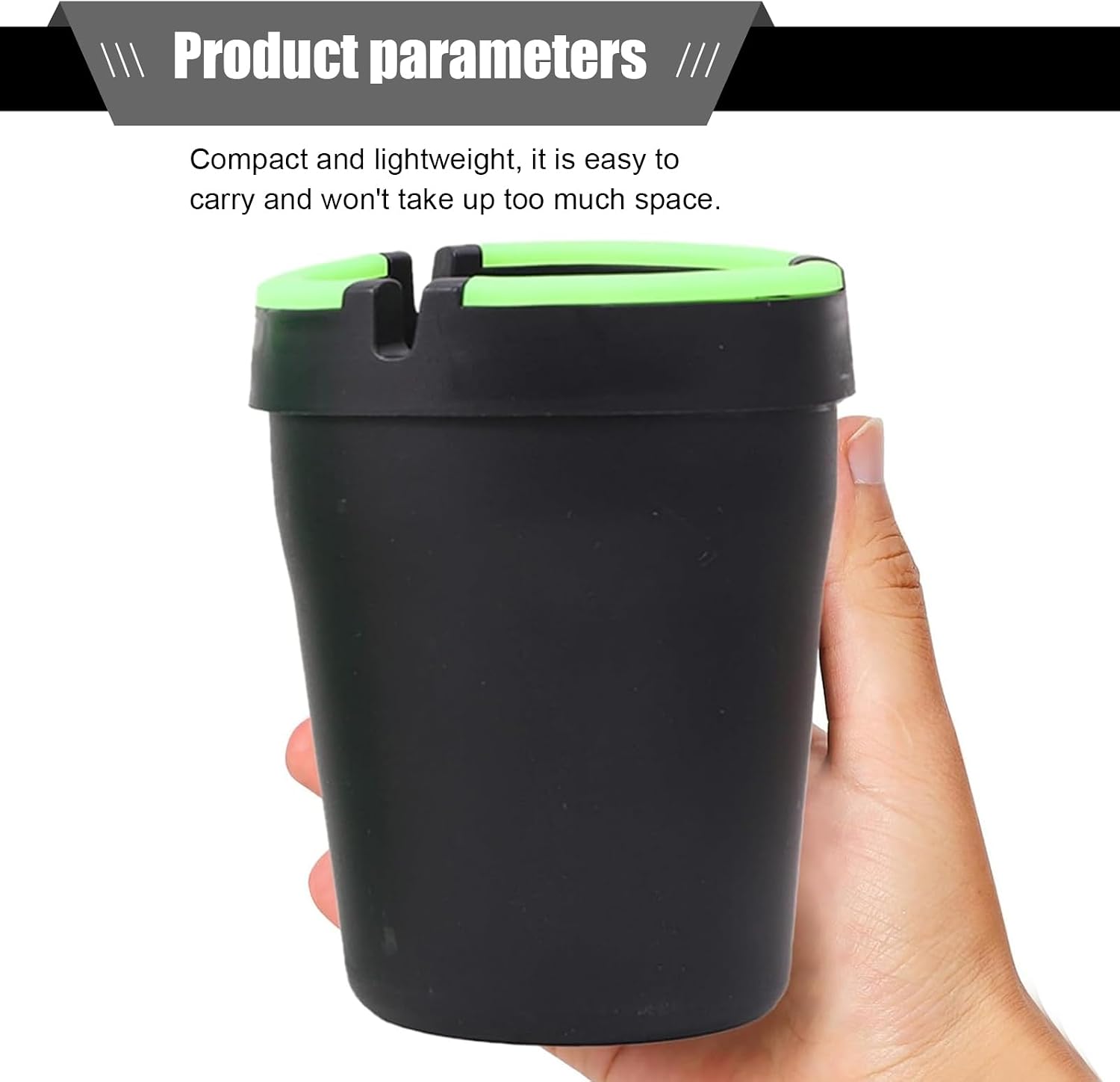 Glow in The Dark Car Ashtray, Detachable Smellproof & Smokeproof Cup Holder Ashtray, Portable Mini Car Trash Can, Universal for Home Outside Office Cars (Black)