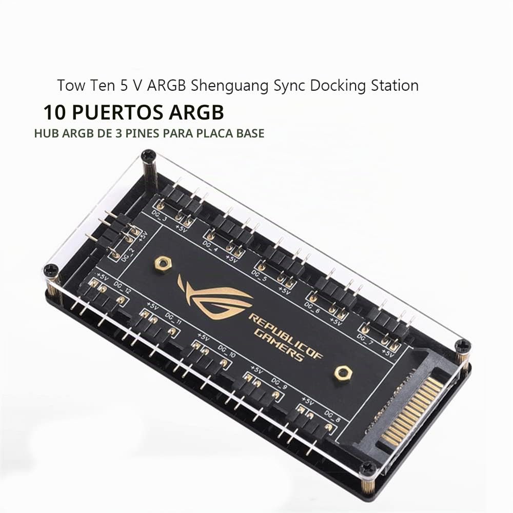 Para ASUS AURA SYNC RGB ARGB divisor de 10 Hub, cable de extensión de alimentación SATA adaptador ARGB RGBW Cable 5V 3 pines tira de luz LED PC ventilador RGB enfriador