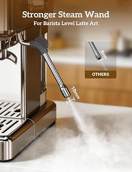 COUPLUX Espresso Machine with Grinder, 5-Temperature (190~205F) Professional Espresso Machine 58MM with Powerful Milk Frother 15 Bar Expresso Coffee Machines for Espresso Americano Cappuccino & Latte