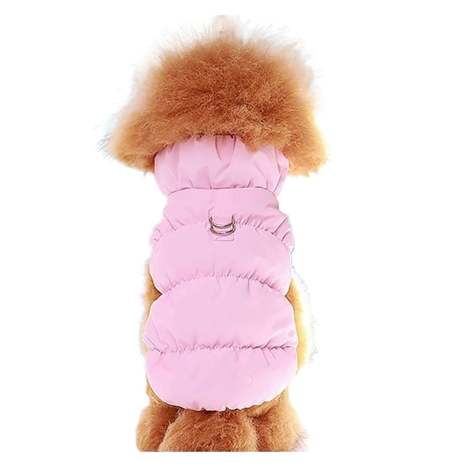 Ubranka dla psa z ciepłymi paskami, bawełniane kurtki, dwunożne, średniej wielkości, jesienno-zimowe ubranka(Pink,XL)