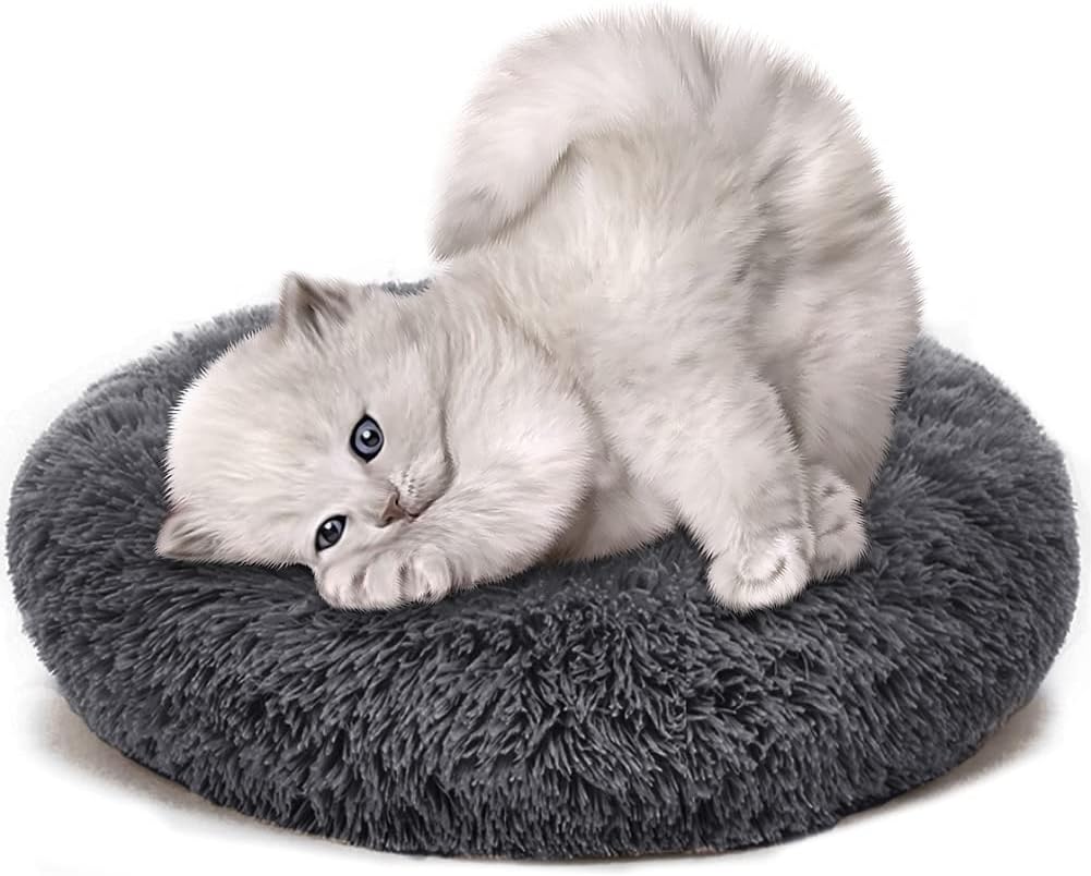 PHABULS Cat Bed for Indoor Cats,Soft Plush Pet Cushion,Relief and Improved Sleep,Faux Fur Anti-Anxiety Machine Washable Fluffy…