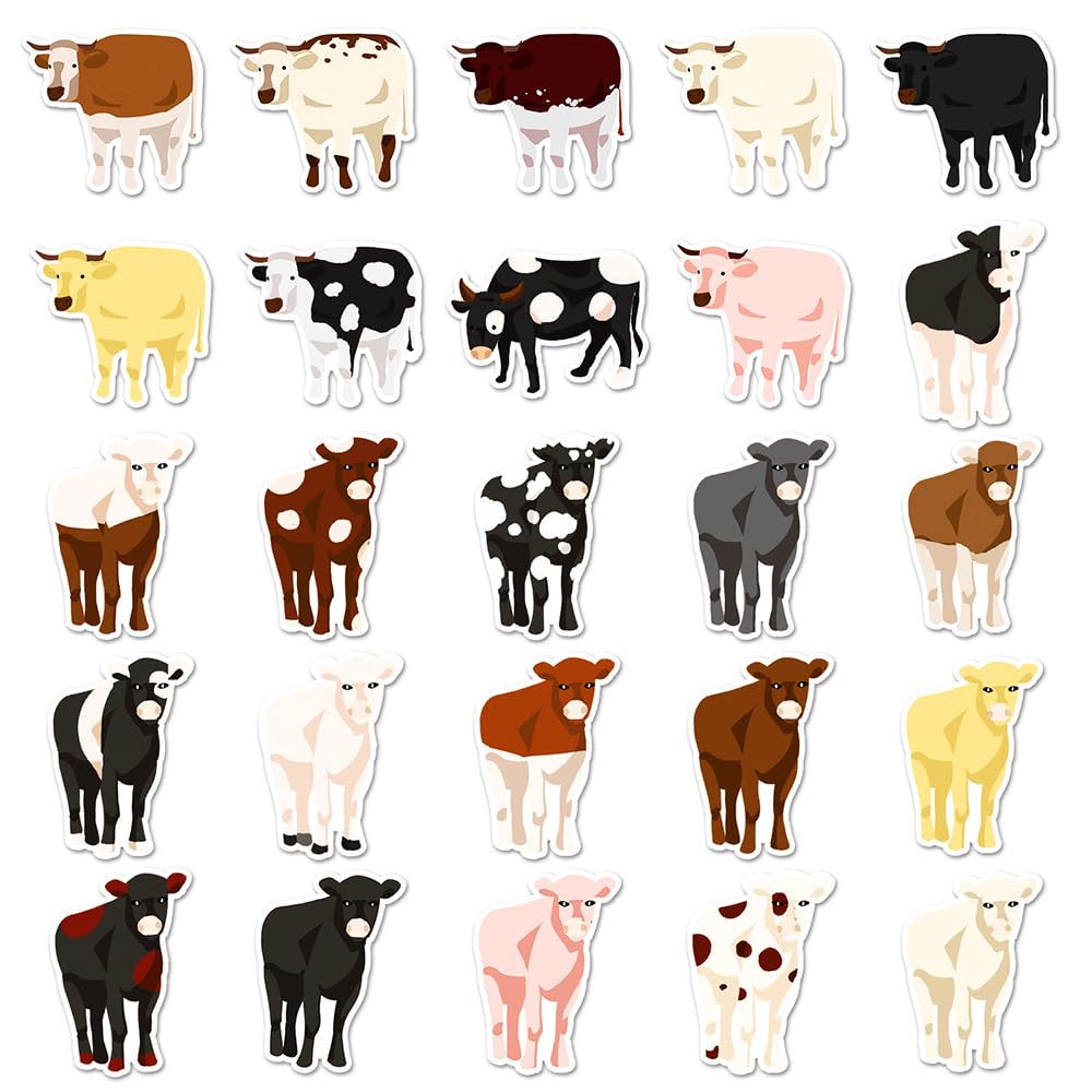 Funny Cattle Vinyl Stickers, 50 PCS Waterproof Flat Animal Decals for Laptops Scrapbooking, Journals, Notebooks - Image 3