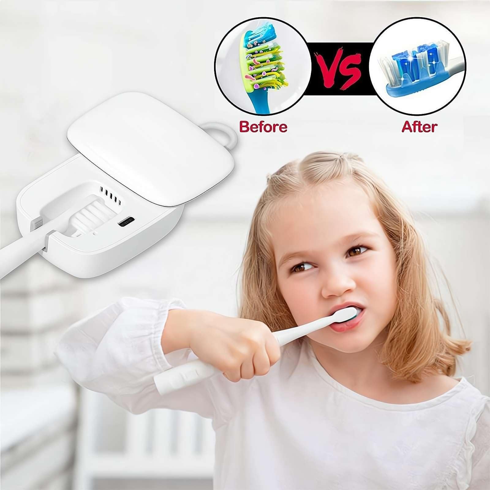 Desinfectante UV para cepillo de dientes y con luz UV, estuche esterilizador de cepillo de dientes, caja, limpiador de cepillos de dientes portátil USB