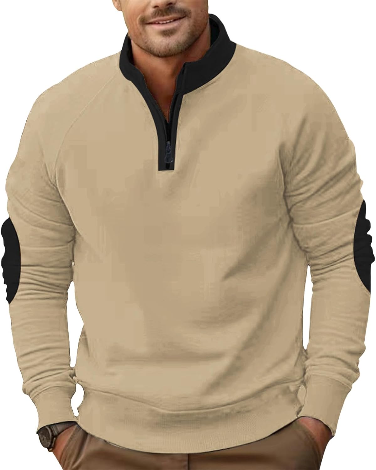 Mens Casual Workout Long Sleeve Mock Neck Quarter Zip Sweatshirts Athletic Half Zip Travel Fashion Sweatshirt
