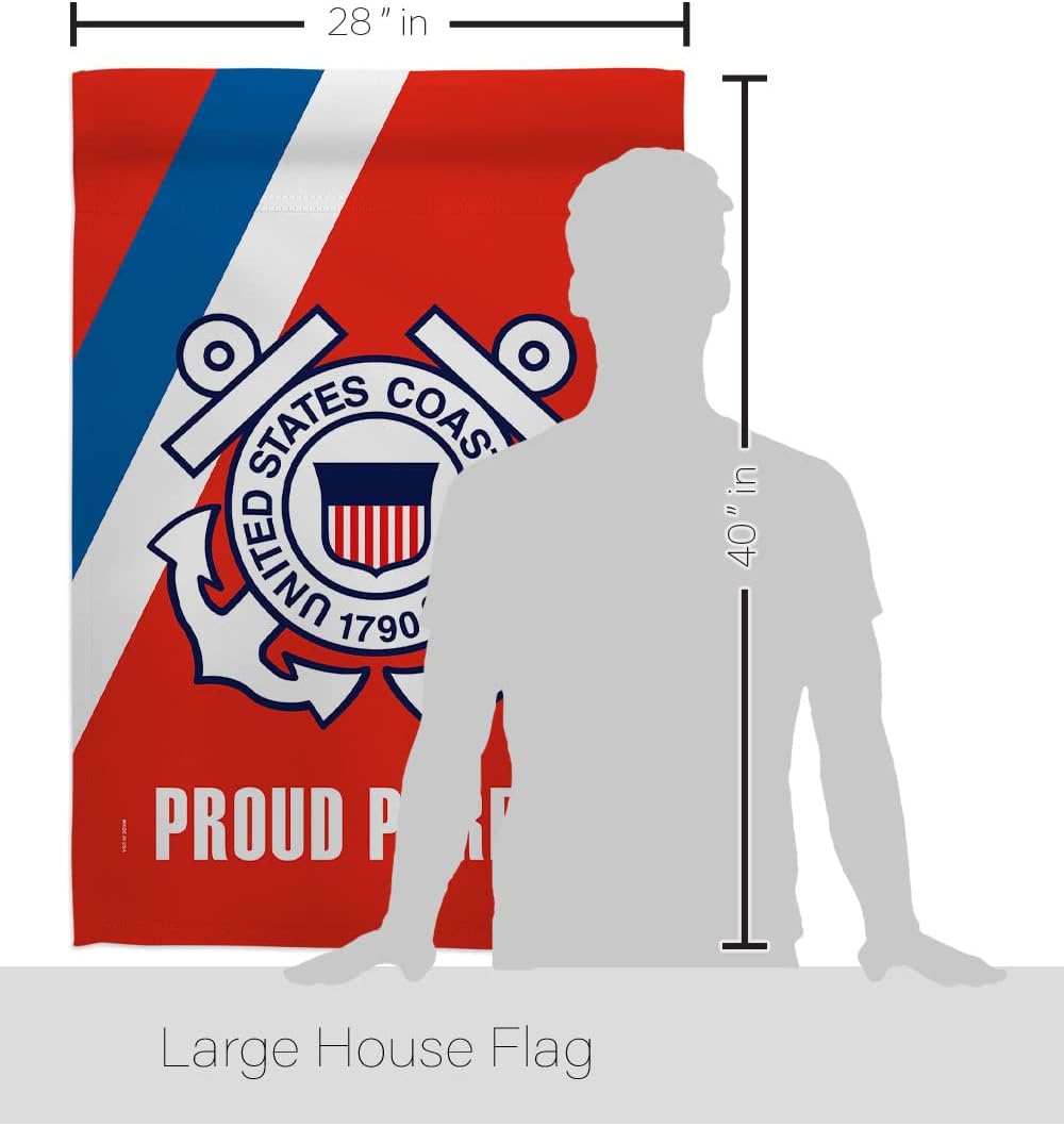 Proud Coast Guard Parent House Flag - Pack Armed Forces USCG Semper Paratus United State American Military Veteran Retire Official Support Our Troops - Garden Yard Gift Double-Sided 28 X 40