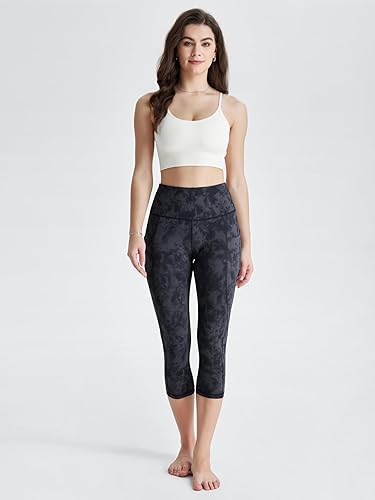 Miniatura 348 de ODODOS - Leggings tipo capri de mujer, no se traslucen y modelan el abdomen, con cintura alta y bolsillos; para hacer yoga, atletismo, ejercicio