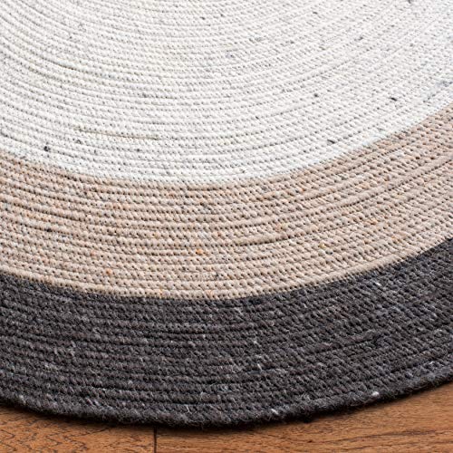 Safavieh BRD903H-4OV Braided Collection 4' X 6' Oval Charcoal/Ivory Brd903H Handmade Country Cottage Reversible Wool Entryway Foyer Living Room Bedroom Kitchen Area Rug thumb #3