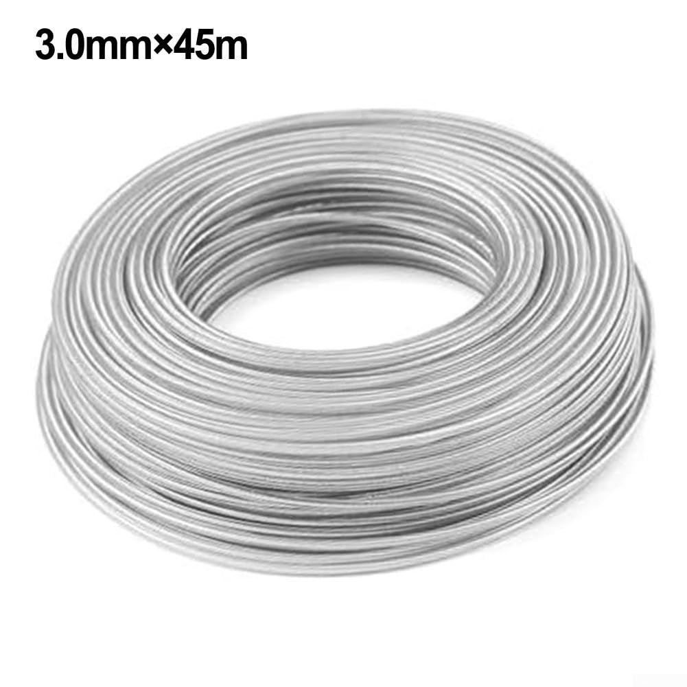 Filo resistente per decespugliatore, 2,4 mm, 60 m, 3,0 mm, 45 m, in nylon, per prato, decespugliatore a benzina, parti di ricambio color argento (3,0 mm x 45 m)
