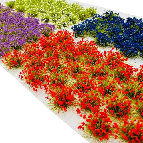 Woohome 32 PCS Red Artificial Grass Tufts, Static Grass Model Grass, Railway, DIY Landscape, Train Scenery - Image 2