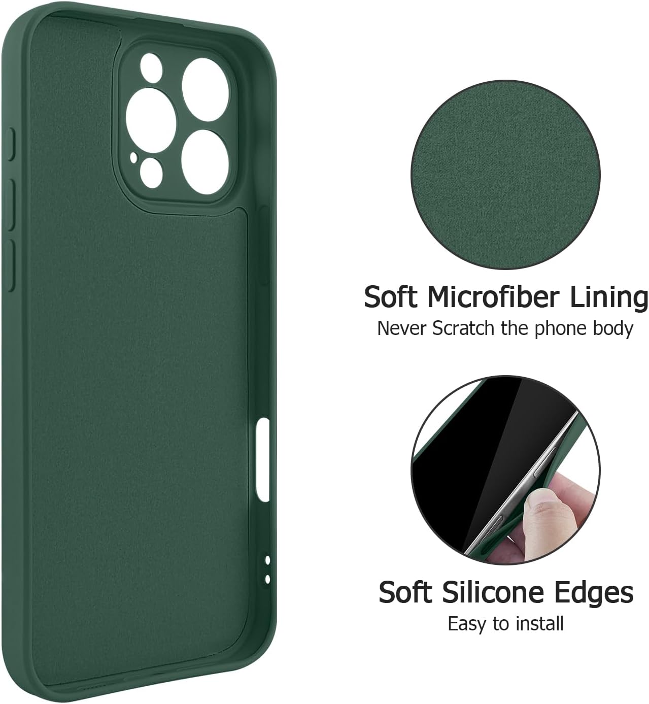 designed for iphone 16 pro case with card holder for women men soft silicone cover [microfiber lining] full camera protection shockproof slim for iphone 16 pro case wallet green green iphone 16 pro 6.3''