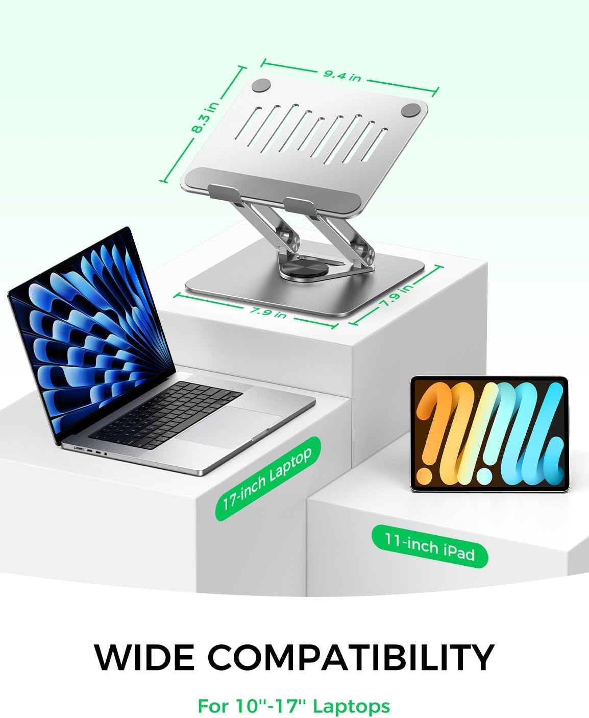 MAGIC JOHN Adjustable Laptop Stand for Desk, 360° Rotating Foldable Protable Laptop Riser Holder, Ergonomic Design Computer Notebook Stand Holder for MacBook Pro Air/Dell/HP 10-17....