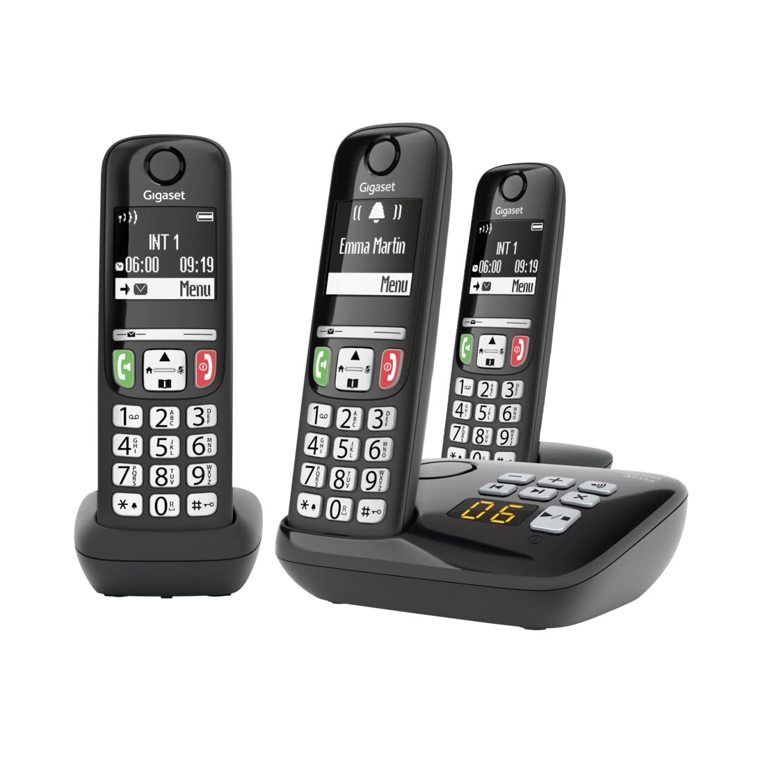 Gigaset A735A Trio - draadloze telefoon met antwoordapparaat - duidelijk scherm met goed contrast - echte allrounder voor thuis en kantoor -Zwart (-)