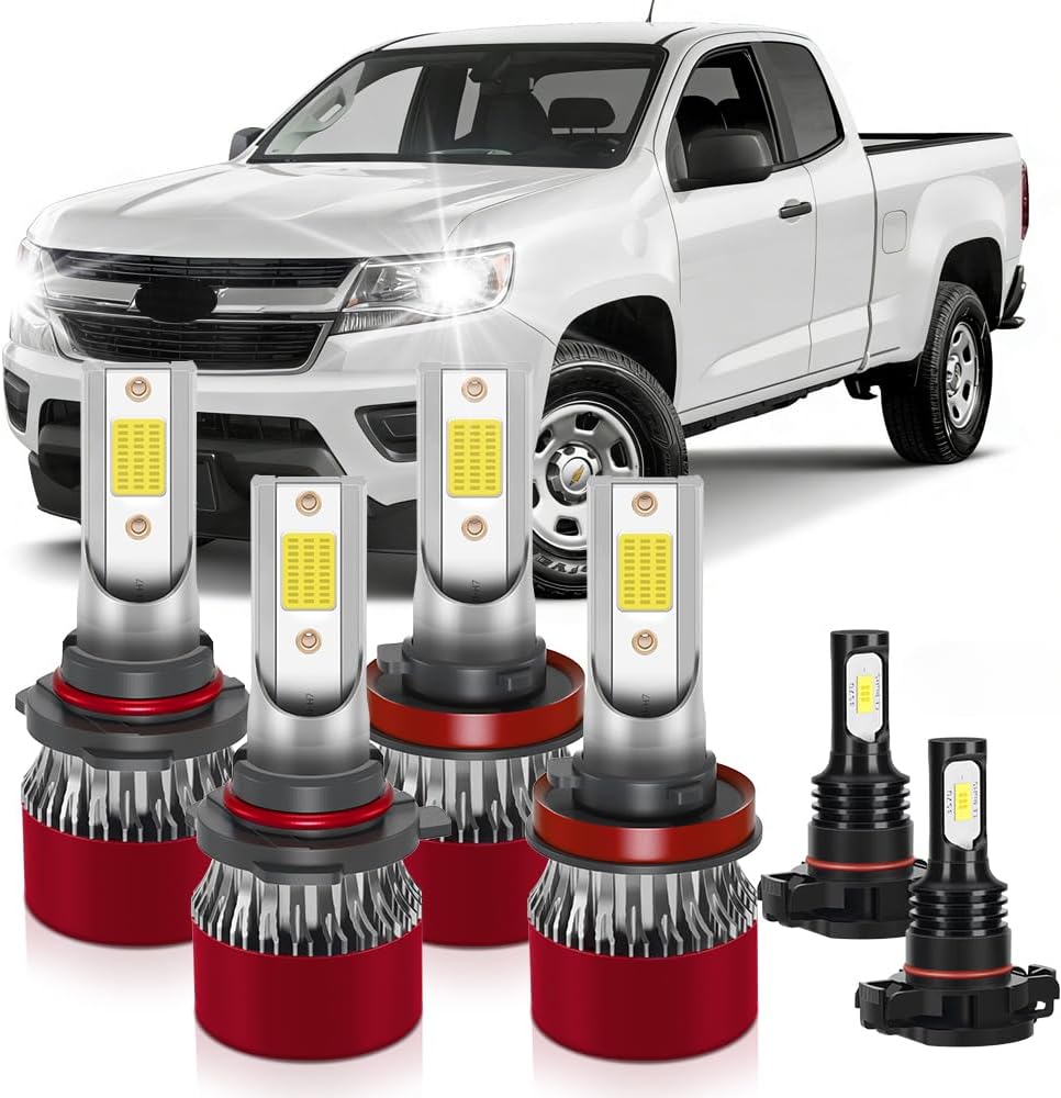 Ultra-bright Light Bulbs Fit for 2008-2015 Chevrolet Silverado 1500 2500 3500HD 9005 High Beam H11 Low Beam 5202 Fog Light with Cooling Fan 15000 RPM Plug and Play Pack of 6