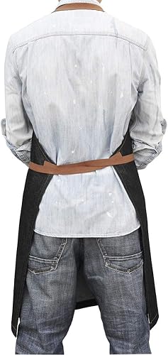 Miniatura 3 de DingSay Trendy Delantal con bolsillos, delantal de chef para hombre y mujer, para cocina, parrilla, barbacoa, hornear servidor con lazo para toalla