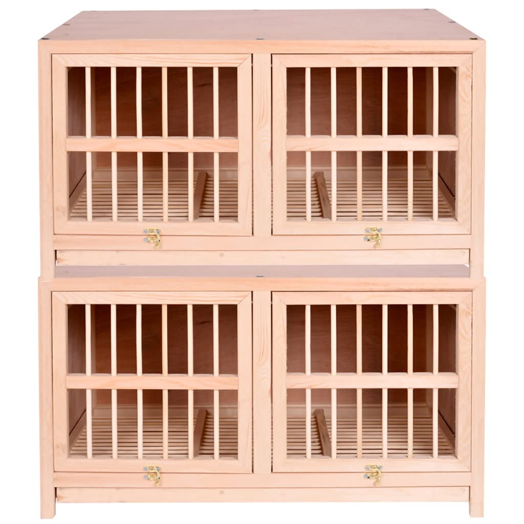 Qxdgoal Bird Cage Large Size Solid Wood Pigeon Pairing Cage, Indoor Pigeon Nest Box with Pull out Tray, Easy to Clean, Need to Install (Color : Natural, Size : 31.5IN*2)