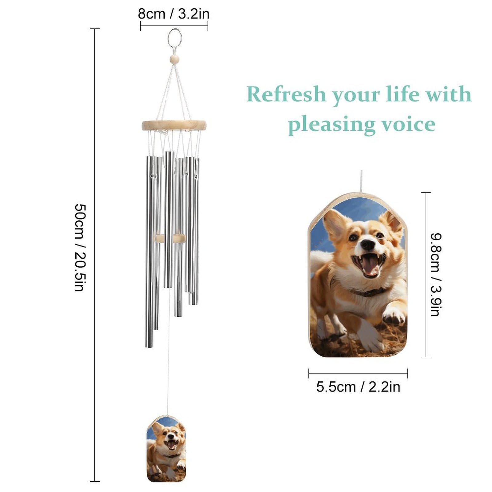 Outdoor Wind Chimes, Running Corgi Printed Wind Chimes,Simple Wind Chimes,Curtain Wind Chimes for Home Decoration
