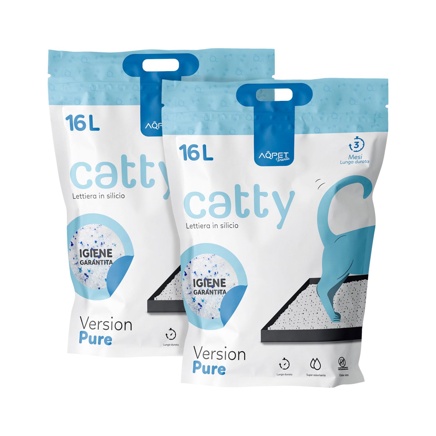 AQPET Arena de silicio para Gatos y Gatos, Fragancia Neutral, súper Suave, Larga duración, Gel de sílice, 32 litros