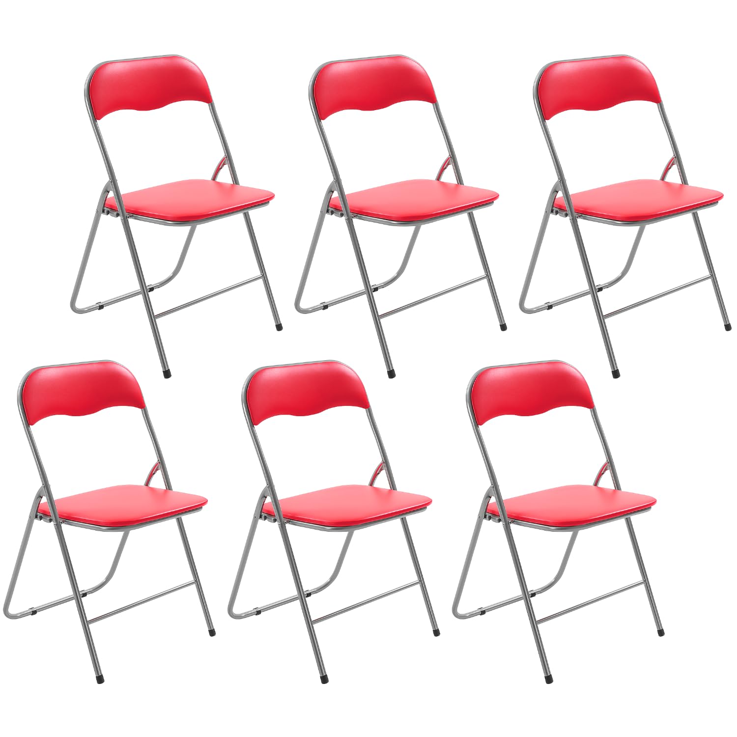 VIRSUS Sedia pieghevole colore ROSSO 346, misura aperta 44x48x78 cm, sedie salvaspazio, seduta in PVC Imbottita, piedi antiscivolo, per giardino, cucina, ufficio, campeggio (6)