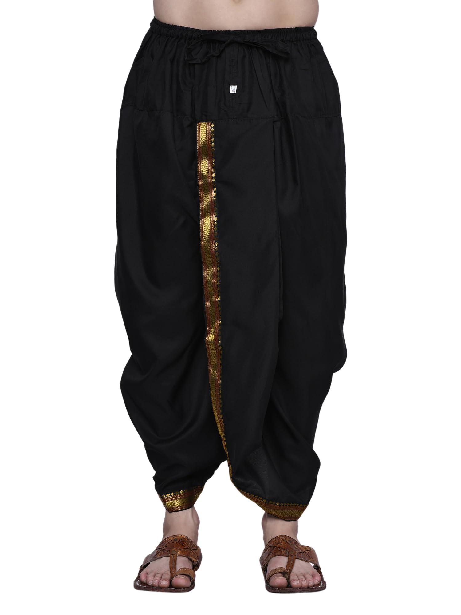 Black Dhoti for Men, Readymade Dhoti, Elastic Waist-image-24