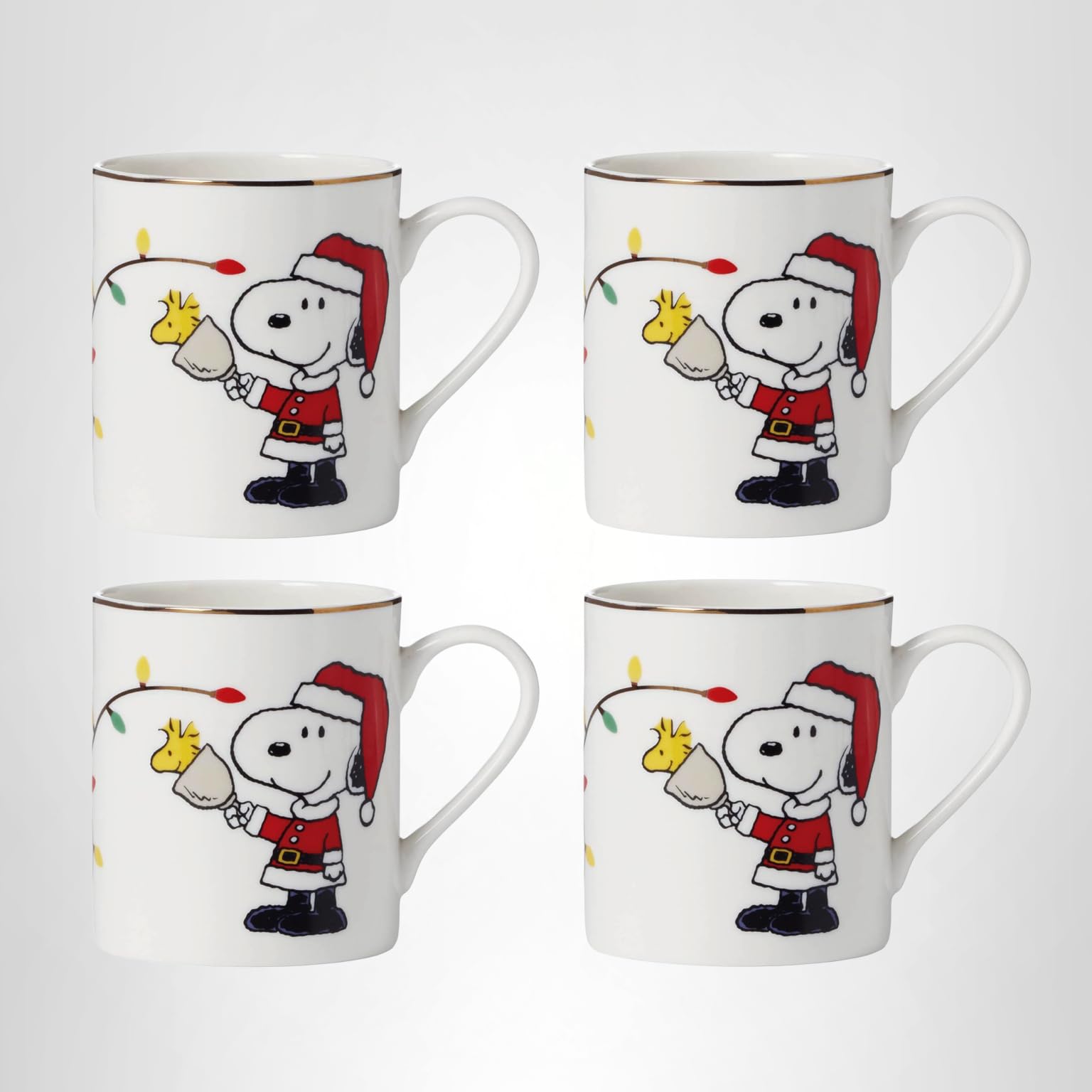 Amazon.com | Lenox 896325 Snoopy Christmas Mugs, Set of 4: Coffee