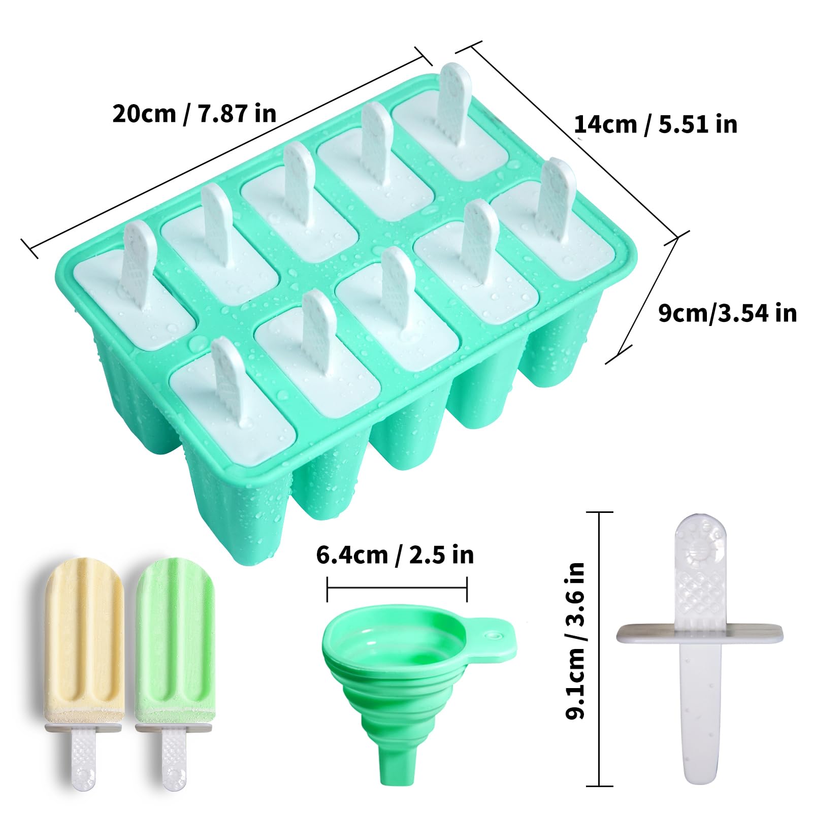 Ice Lolly Moulds with Sticks,10-Hole Silicone Popsicle Moulds - Image 2