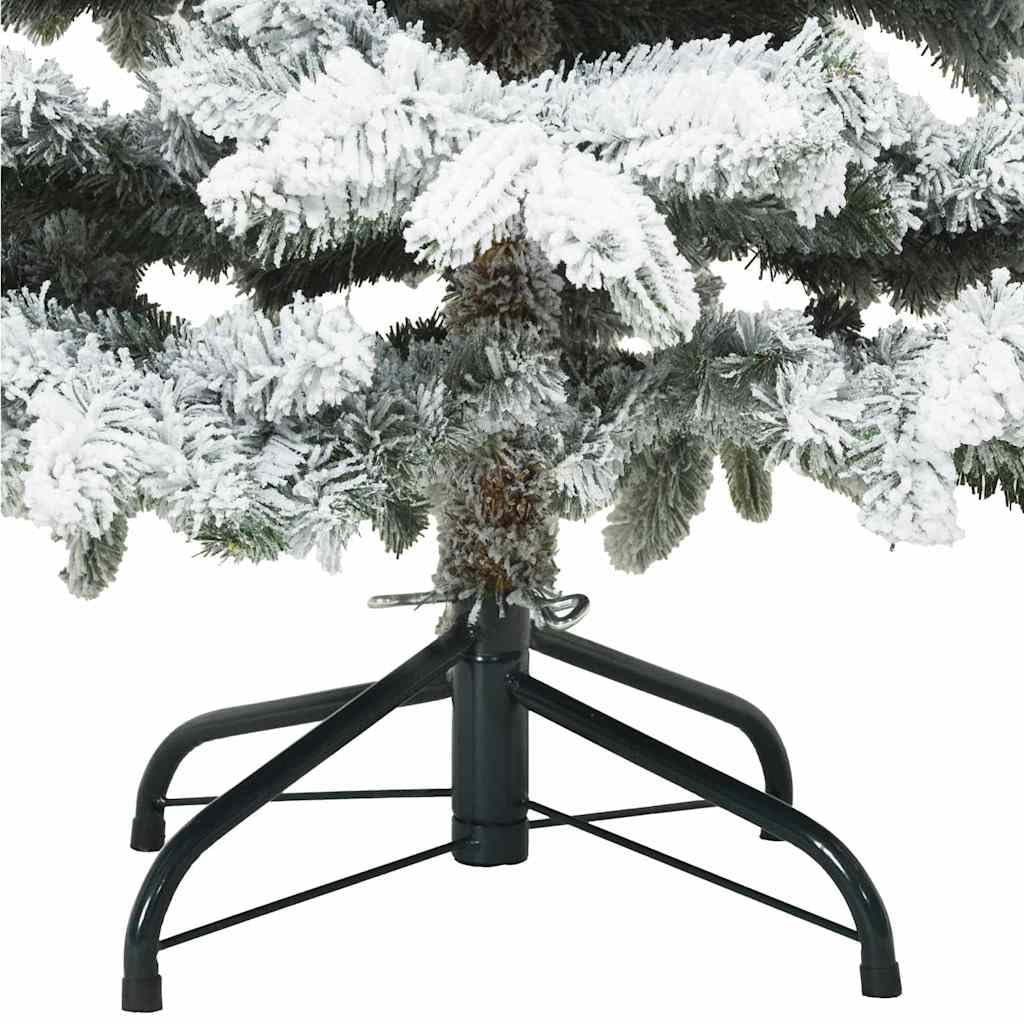 Moderno árbol de Navidad artificial plegable con nieve flocado blanco, 120 cm de alto, con soporte de metal resistente, para interior y exterior protegido, fácil de montar