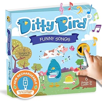 DITTY BIRD | Funny Songs | USBC- Rechargeable Musical Books for Toddlers | Fun Childrens Nursery Rhyme Sound Book | The Johny Johny, Yes Papa Story with Interactive Sounds for Baby | Gift for 1-3