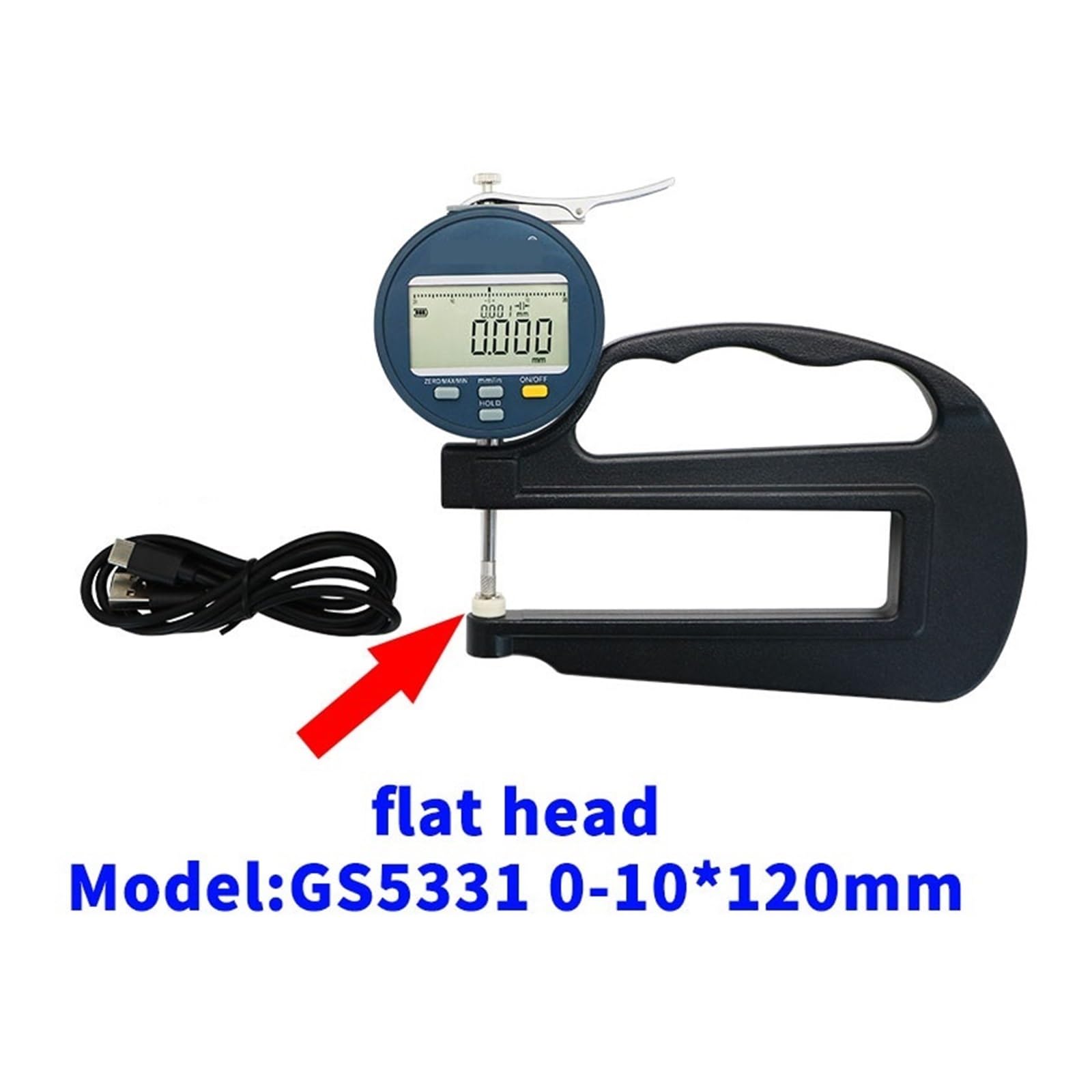 0-10mm 0.001mm akumulator cyfrowy miernik grubości zakres dla papierowego skórzanego tkaniny narzędzie pomiarowe z drutu do majsterkowania/domu(GS5331-0-10 120mm)