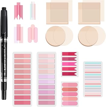 1100 Sheets Transparent Sticky Notes, Clear Waterproof 3 x 3 Sticky Notes with Pen, Translucent See-Though Note Tabs for Bible Study Book Annotation Kitchen Reminder Pink