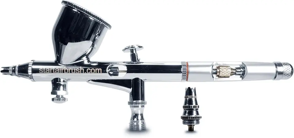 NO-NAME Kit de aerógrafo de dupla ação de alto desempenho da marca: fácil de usar, versátil e compatível com pintura de modelos, arte de unhas, decoração de bolo, maquiagem