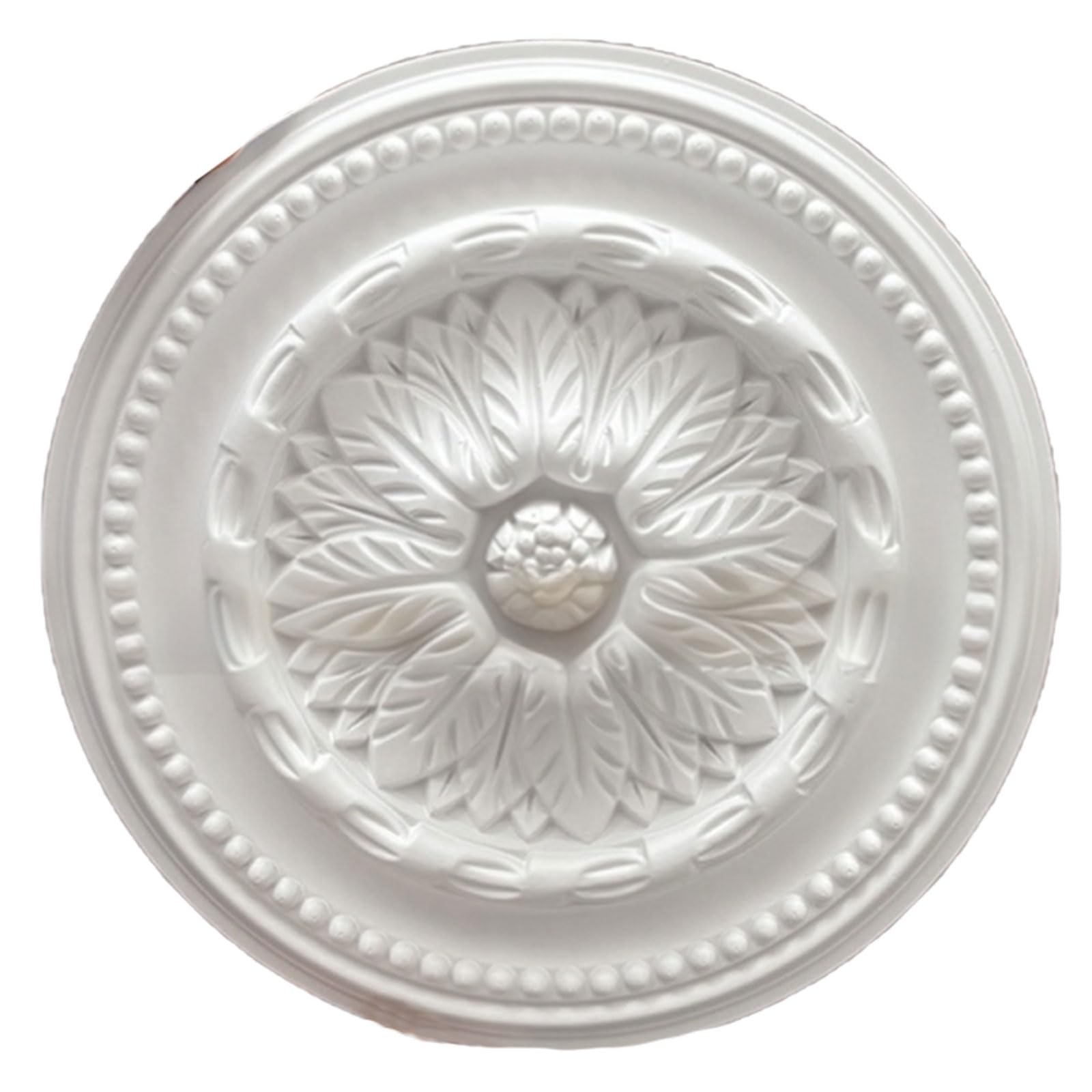 Foelanne White L Ceiling Medallion Ightweight Pu No Drilling Multiple Sizes(,40Cm)