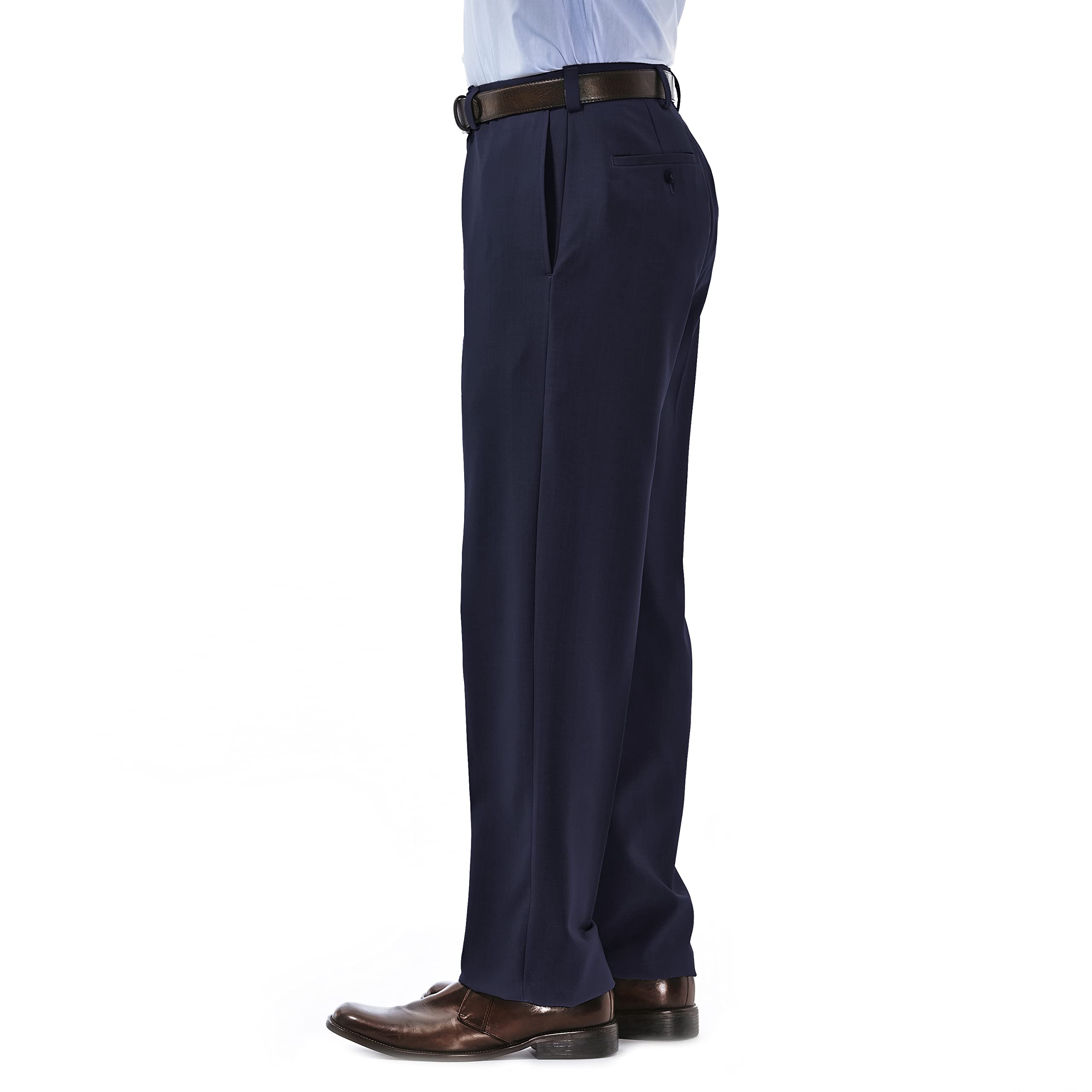 Haggar - ECLO Repreve Stria - Pantaloni da Sera Piatti sul Davanti, ECLO Stria - Pantaloni da Abito a Vita allungabile, Tinta Unita Uomo