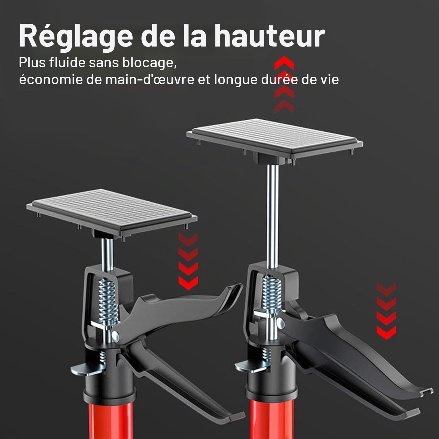2 Pièces Support pour Plafonds Télescopique, Hauteur Réglable pour Support Sécurisé des Plafonds et Pentes, Étais de Construction avec Charge Max 40 kg (115-290 cm)