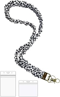 Stretchy Scrunchie Lanyard Teacher Lanyard with ID Holder Cute Lanyards for ID Badges and Keys Lanyards for Keys for Women with 2 Card Holders for Women Teacher Nurses School Office Trip
